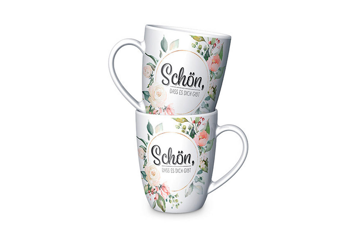 KAFFEEBECHER Lovely Greetings  250 ml   - Weiß/Rosa, Basics, Keramik (14,9/19,8/8,2cm)