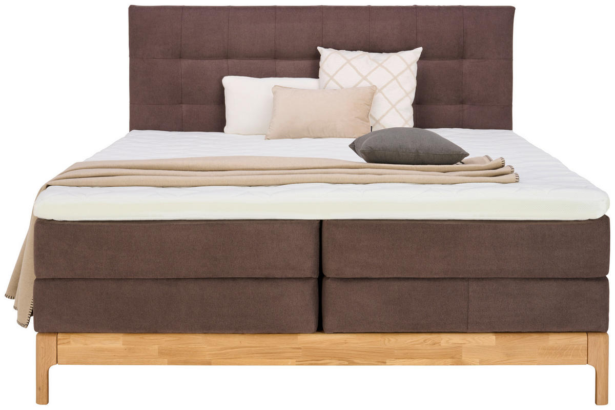 BOXSPRINGBETT 160/200 cm  in Braun, Wildeiche  - Wildeiche/Braun, Natur, Holz/Textil (160/200cm) - Linea Natura