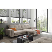 ECKSOFA ROCKPORT Greige Webstoff  - Greige/Schwarz, Basics, Textil/Metall (247/171cm) - Livetastic