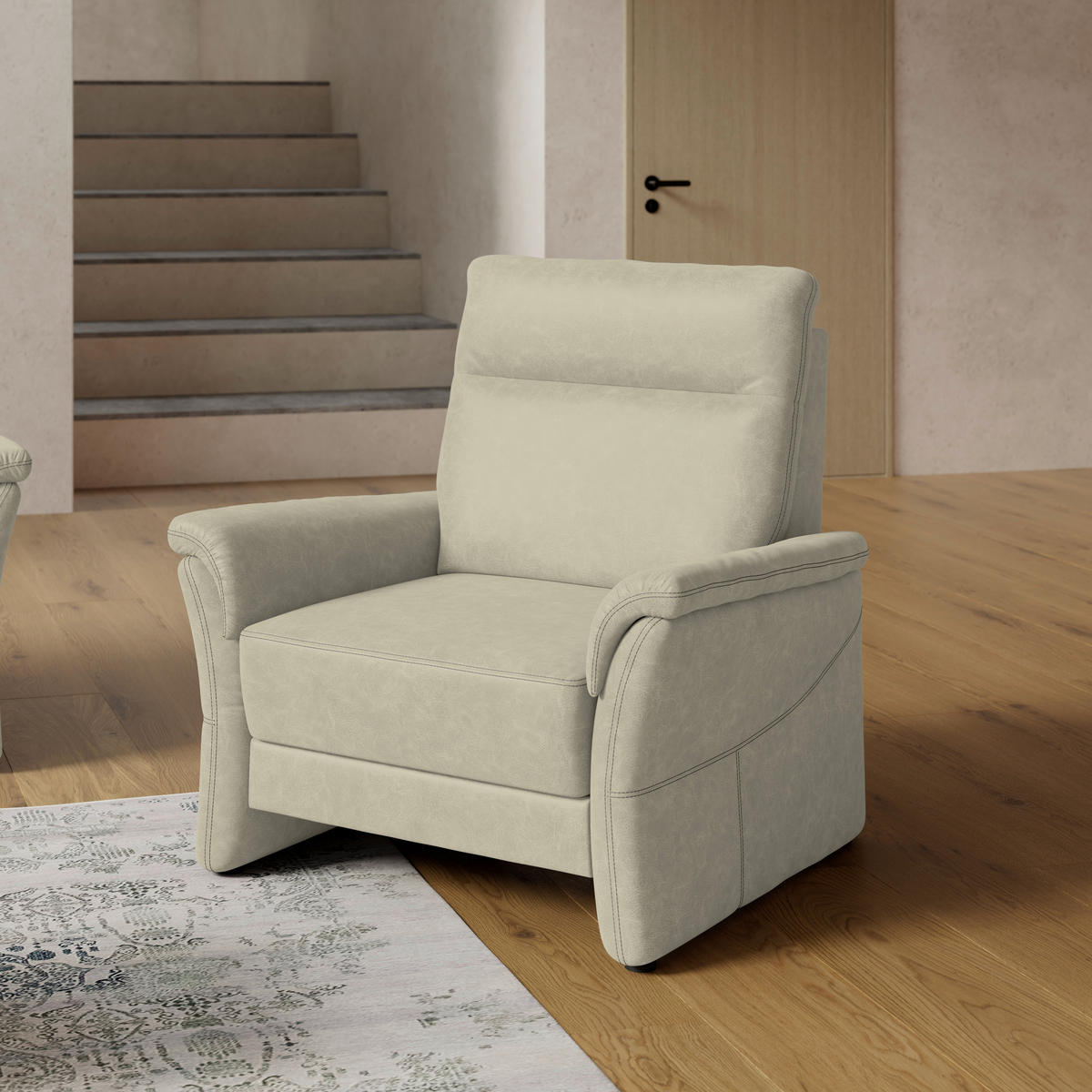 SESSEL Mikrofaser Hellgrau  - Hellgrau/Schwarz, Konventionell, Kunststoff/Textil (104/98/91cm) - Elegando