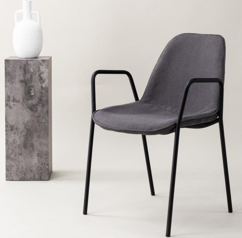 STOL  i stål  - mörkgrå, Design, metall/textil (56/80/60cm) - Niels Andersson