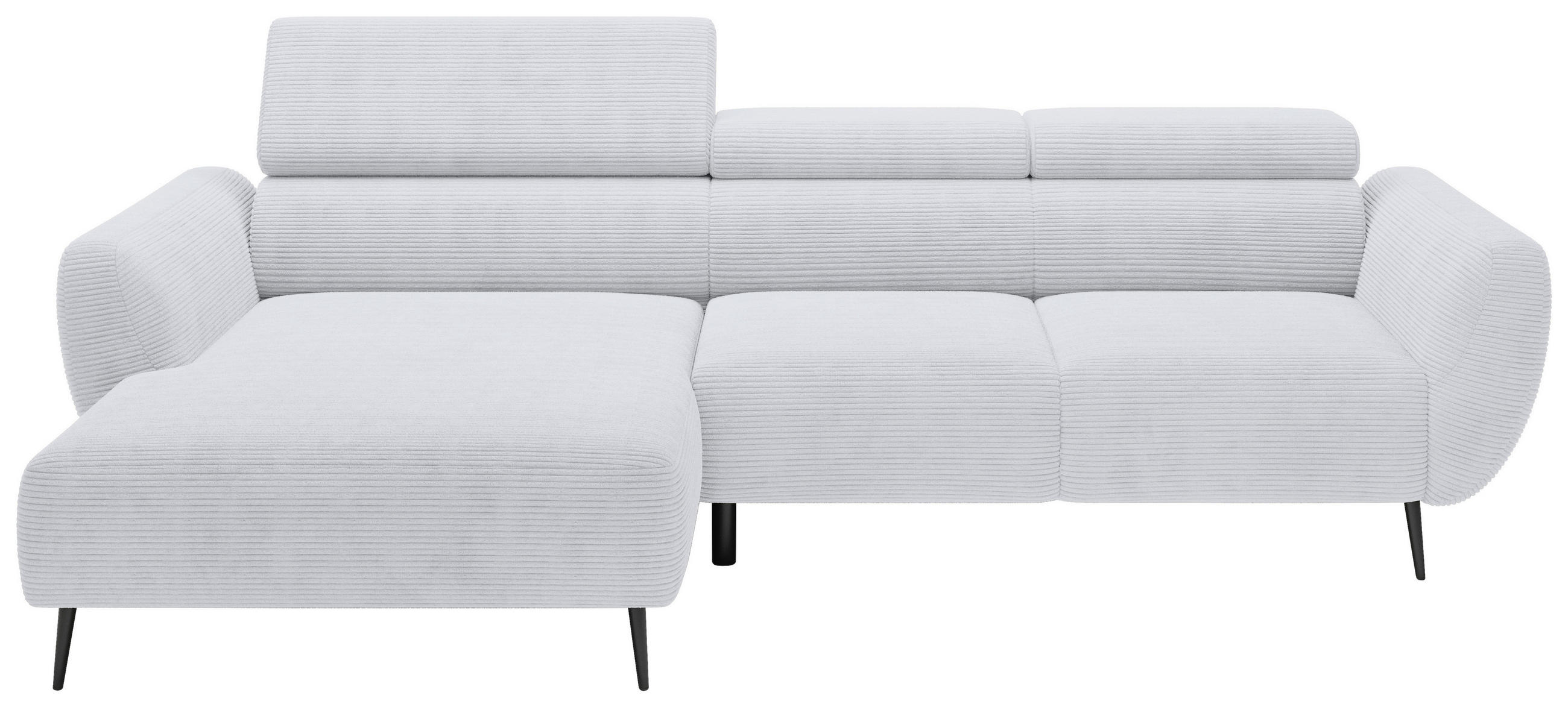 ECKSOFA in Cord Grau  - Schwarz/Grau, Konventionell, Textil/Metall (174/277cm) - Carryhome