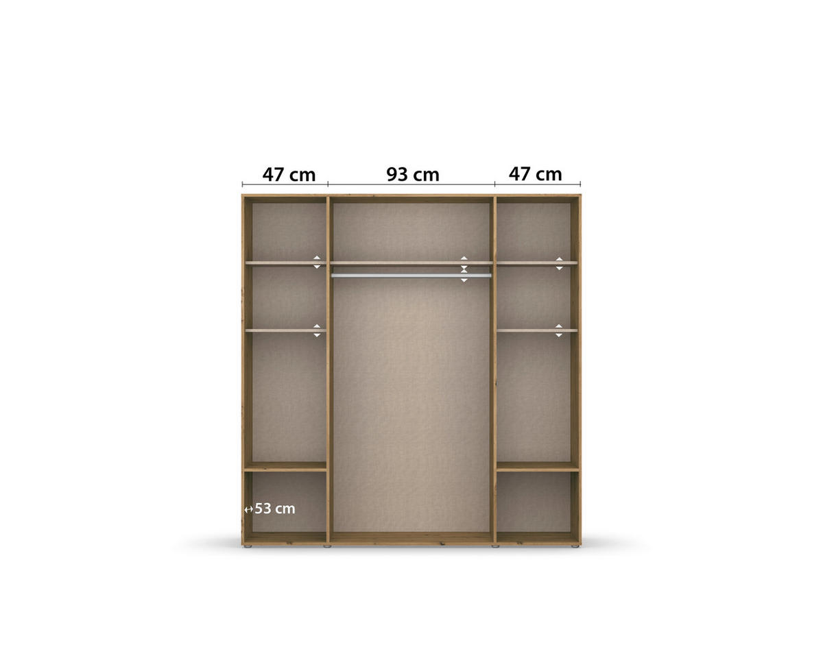 DREHTÜRENSCHRANK in Weiss, Eiche Artisan  - Weiss/Eiche Artisan, Modern, Holzwerkstoff/Kunststoff (187/194/53cm) - Rauch Möbel