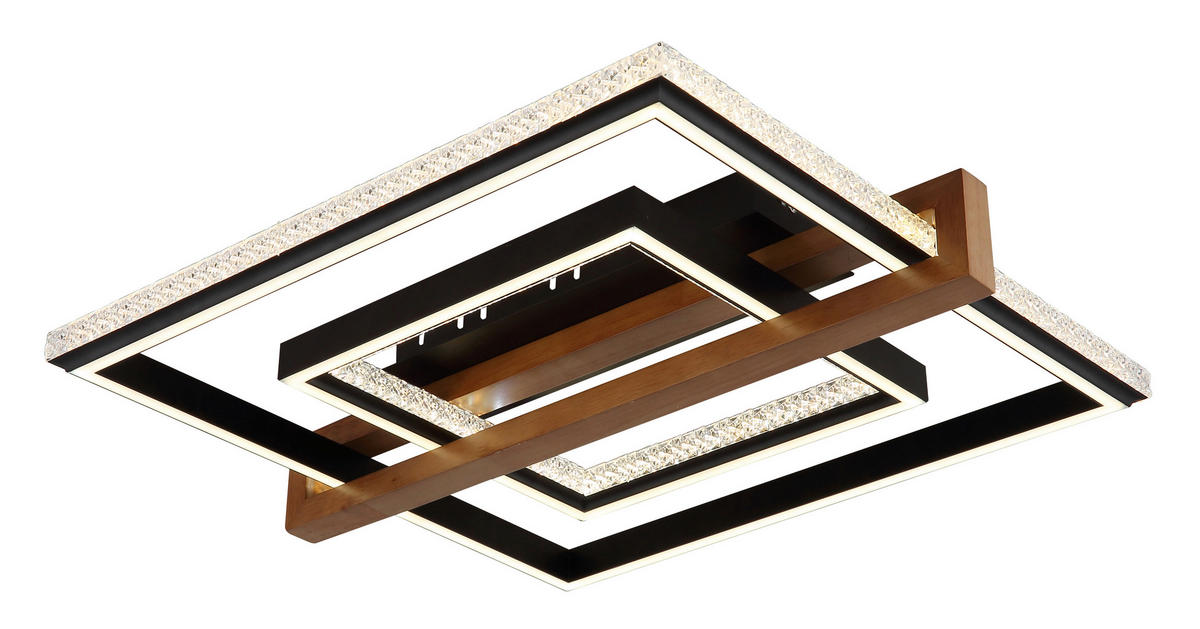 STROPNÍ LED SVÍTIDLO, 50/55/11,5 cm - tmavě hnědá/černá, Basics, kov/dřevo (50/55/11,5cm) - Globo