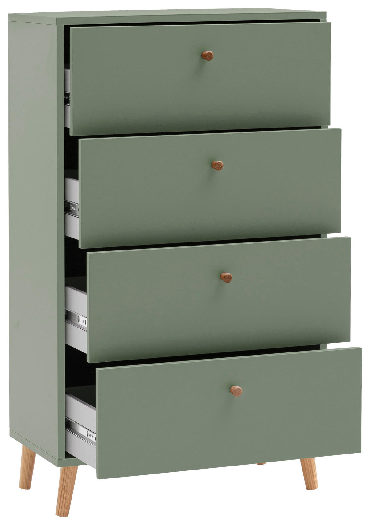 KOMMODE , 60,1/101,3/33 cm, 4 Schublade(n)  - Grün, Design, Holz/Holzwerkstoff (60,1/101,3/33cm) - MID.YOU