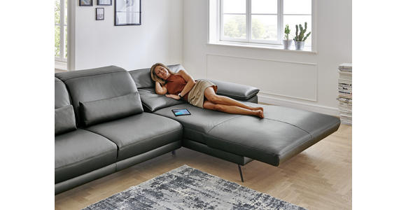 ECKSOFA in Echtleder Hellbraun  - Hellbraun/Schwarz, Design, Leder/Metall (193/328cm) - Dieter Knoll