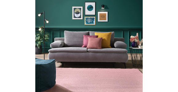 BOXSPRINGSOFA mit Schlafen auf Sitzhöhe, Stoffauswahl, Liegefunktion, Rücken echt Flachgewebe Grau - Schwarz/Grau, Design, Textil/Metall (204/93/100cm) - Novel