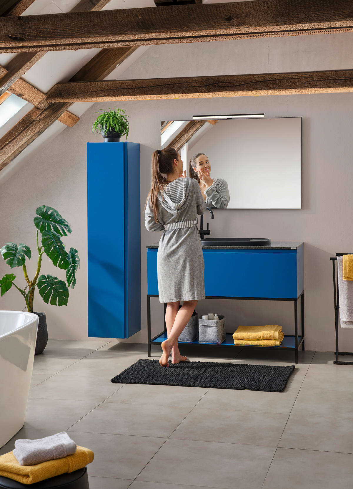 BADEZIMMER  in 120 cm  - Dunkelblau, Design, Glas/Holzwerkstoff (120cm) - Dieter Knoll