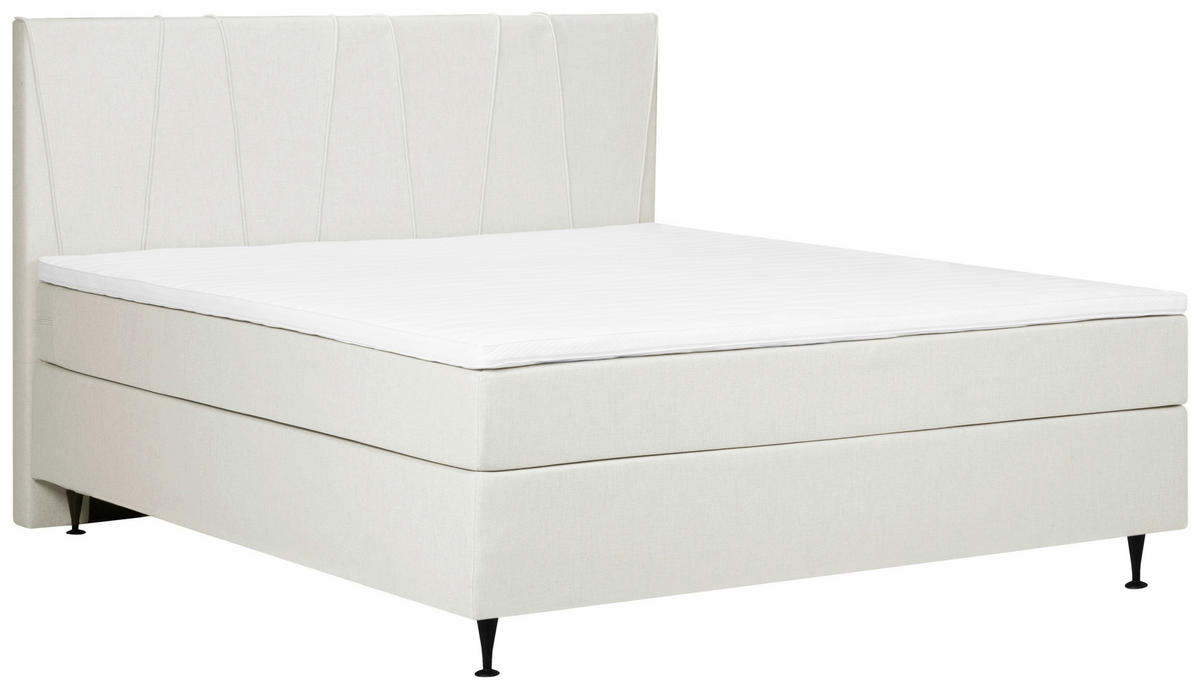 BOXSPRING-ÁGY 140/200 cm  krémszínű  - krémszínű/fekete, Modern, textil (140/200cm) - MID.YOU