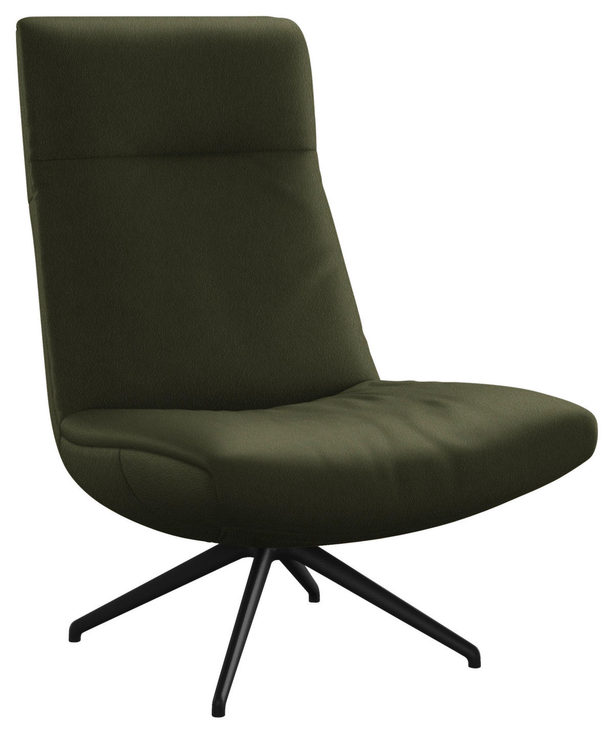SESSEL in Echtleder Olivgrün  - Schwarz/Olivgrün, MODERN, Leder/Metall (74/105/92cm) - Johann Jakob