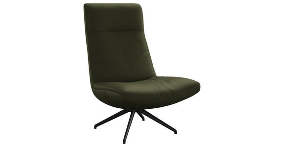 SESSEL in Echtleder Olivgrün - Schwarz/Olivgrün, MODERN, Leder/Metall (74/105/92cm) - Johann Jakob