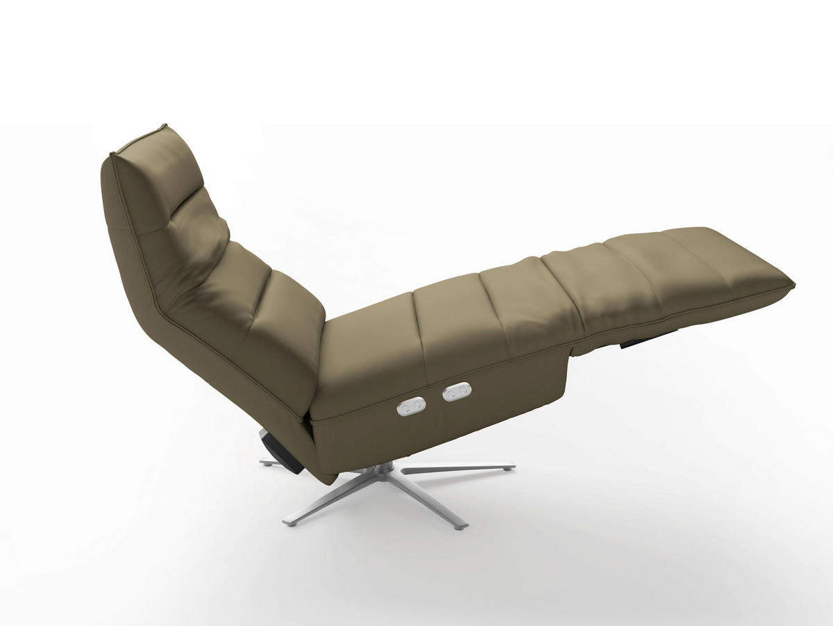 RELAXSESSEL Leder Olivgrün  - Silberfarben/Olivgrün, Basics, Leder/Metall (80/109/98cm) - Sit & More