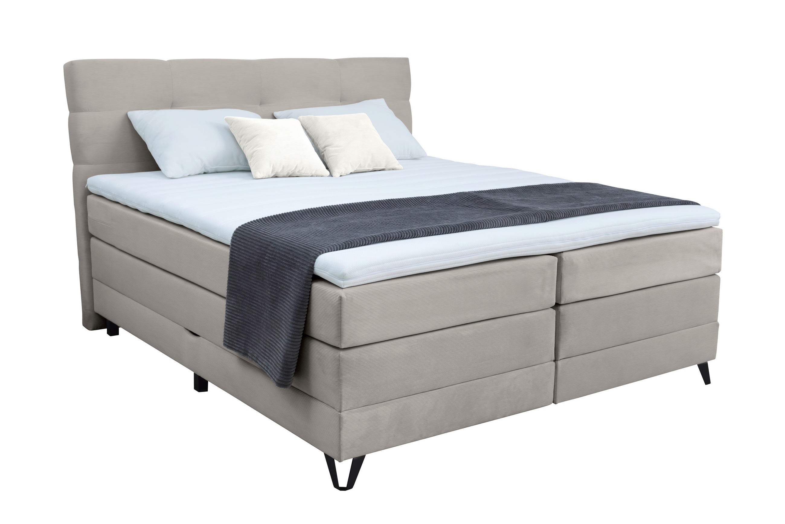 BOXSPRINGBETT 160/200 cm  in Grau  - Schwarz/Grau, KONVENTIONELL, Textil/Metall (160/200cm) - Carryhome