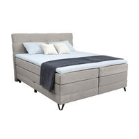 BOXSPRINGBETT 180/200 cm,  in Grau, Bettkasten, Topper, Matratzen, H4 = sehr fest  - Schwarz/Grau, KONVENTIONELL, Textil/Metall (180/200cm) - Boxxx