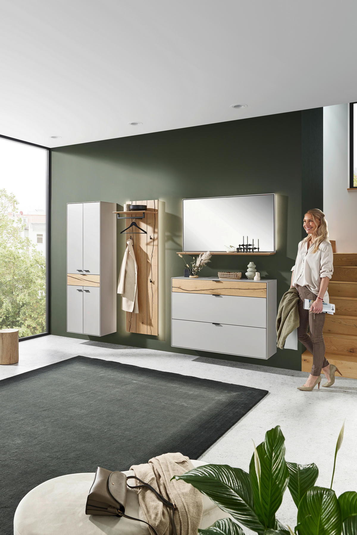 GARDEROBE 4-teilig  in 265,7/205,5/37,1 cm  - Wildeiche/Grau, Design, Glas/Holz (265,7/205,5/37,1cm) - Dieter Knoll