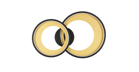 LED-DECKENLEUCHTE RING - Goldfarben/Schwarz, Design, Kunststoff/Metall (55/35/8,5cm) - Novel