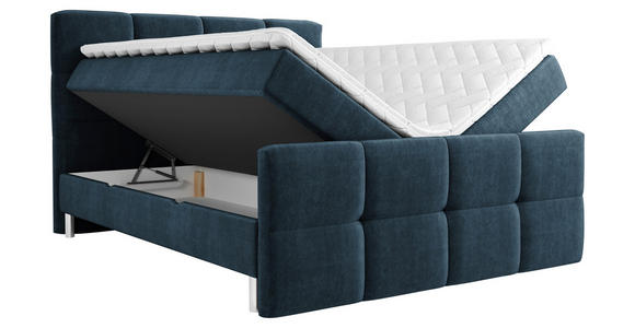 BOXBETT 180/200 cm in Blau, Dunkelblau - Chromfarben/Blau, MODERN, Holz/Holzwerkstoff (180/200cm) - Esposa