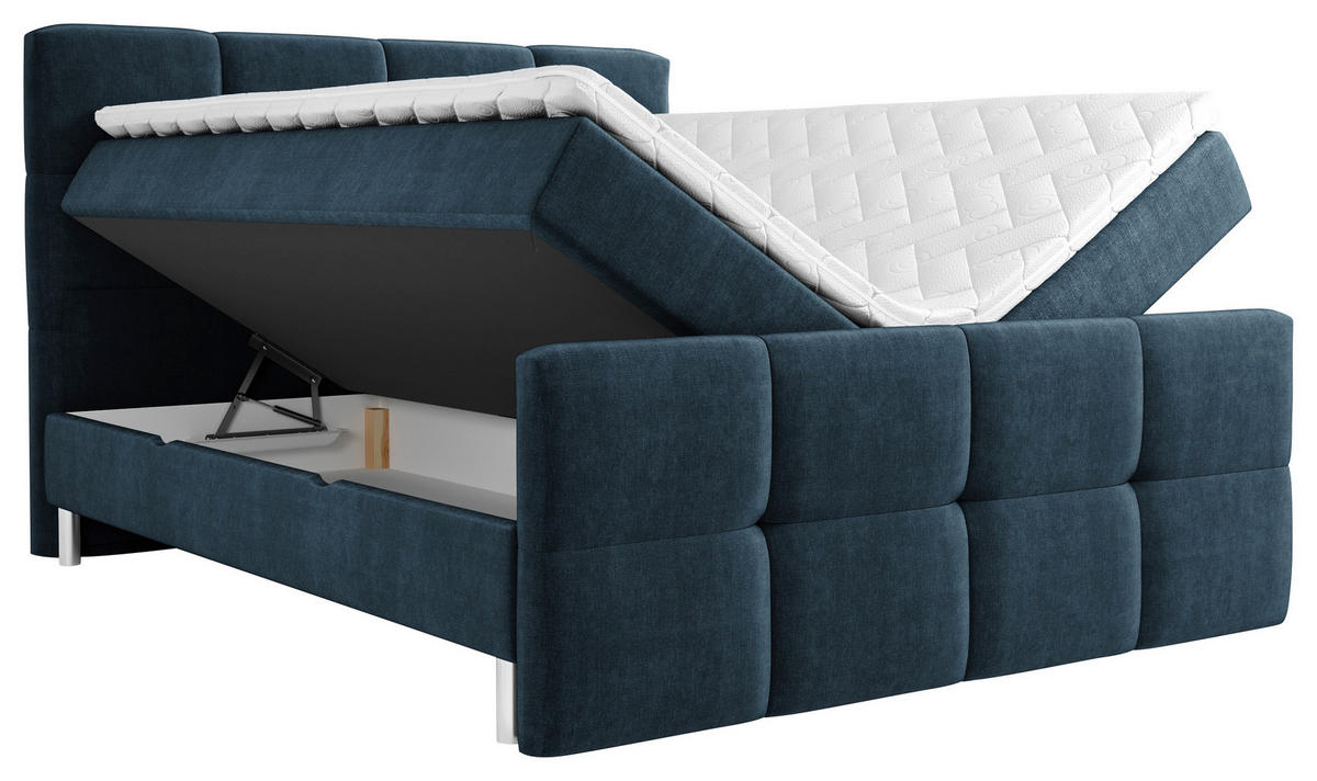 BOXBETT 180/200 cm  in Blau, Dunkelblau  - Chromfarben/Blau, Modern, Holz/Holzwerkstoff (180/200cm) - Esposa