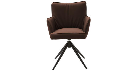 ARMLEHNSTUHL in Echtleder pigmentiert - Schwarz/Braun, Design, Leder/Metall (63/88/65cm) - Valnatura