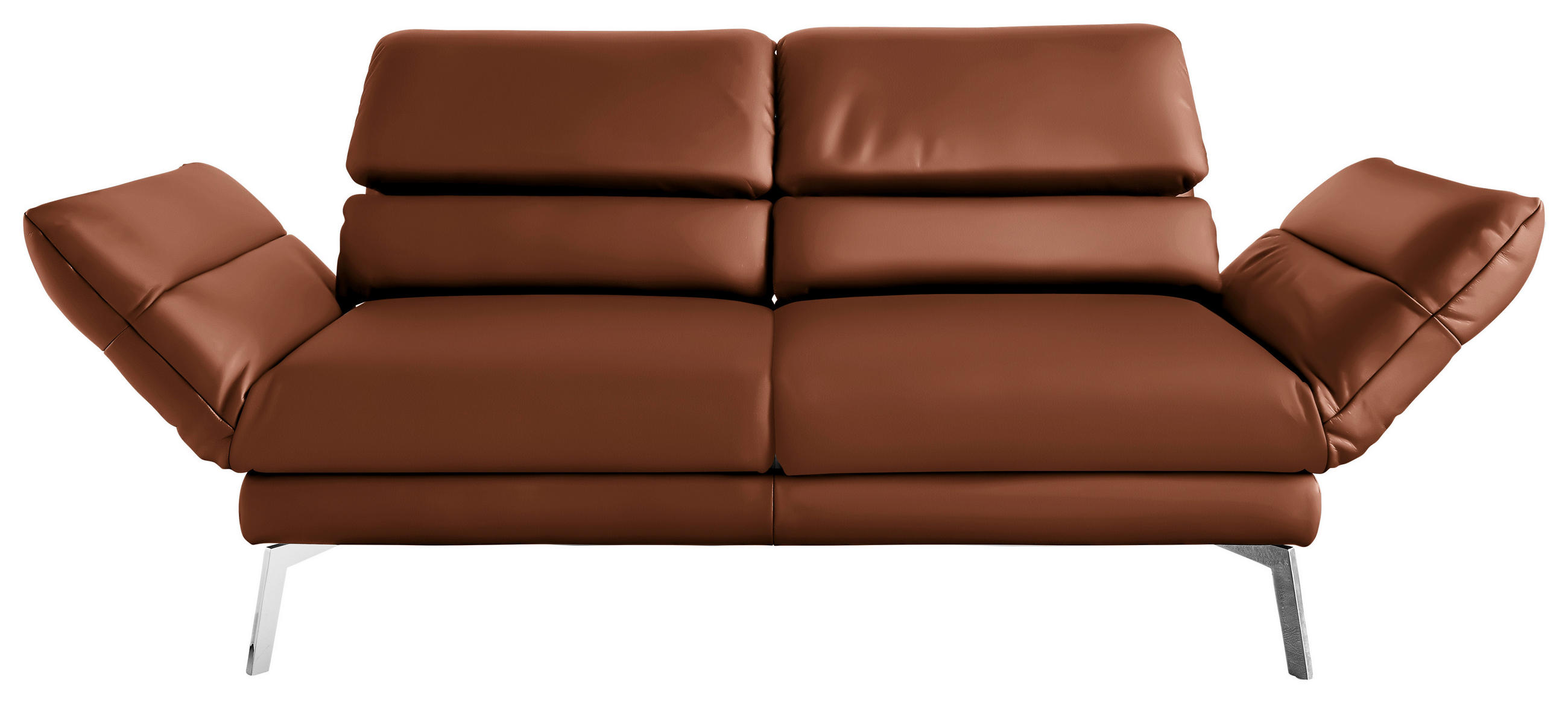 2-SITZER-SOFA in Echtleder Braun  - Chromfarben/Braun, Design, Leder/Metall (178-226/82/96-177cm) - Dieter Knoll