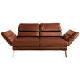 2-SITZER-SOFA Echtleder Braun  - Chromfarben/Braun, Design, Leder/Metall (178-226/82/96-177cm) - Dieter Knoll