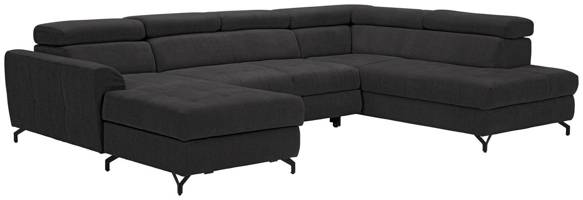 WOHNLANDSCHAFT Anthrazit Struktur  - Anthrazit/Schwarz, Design, Textil/Metall (177/327/203cm) - Stylife