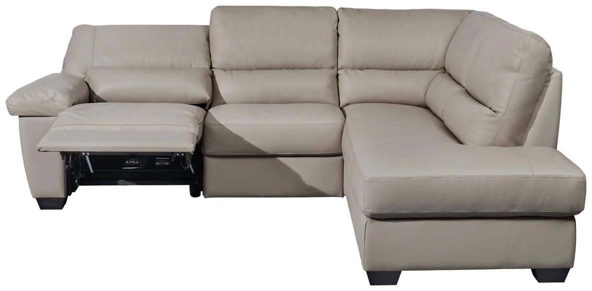 ECKSOFA Grau Kombination Echtleder/Lederlook  - Grau, KONVENTIONELL, Leder/Kunststoff (248/201cm) - Livetastic