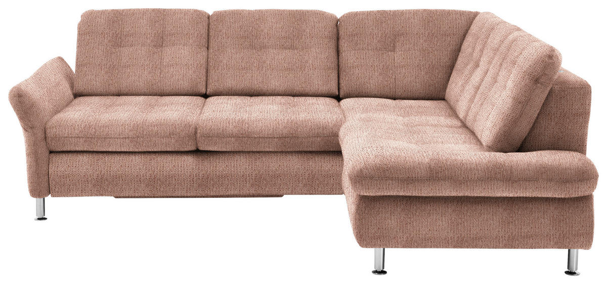 ECKSOFA in Webstoff Orange  - Chromfarben/Orange, Konventionell, Textil/Metall (242/210cm) - Beldomo Style