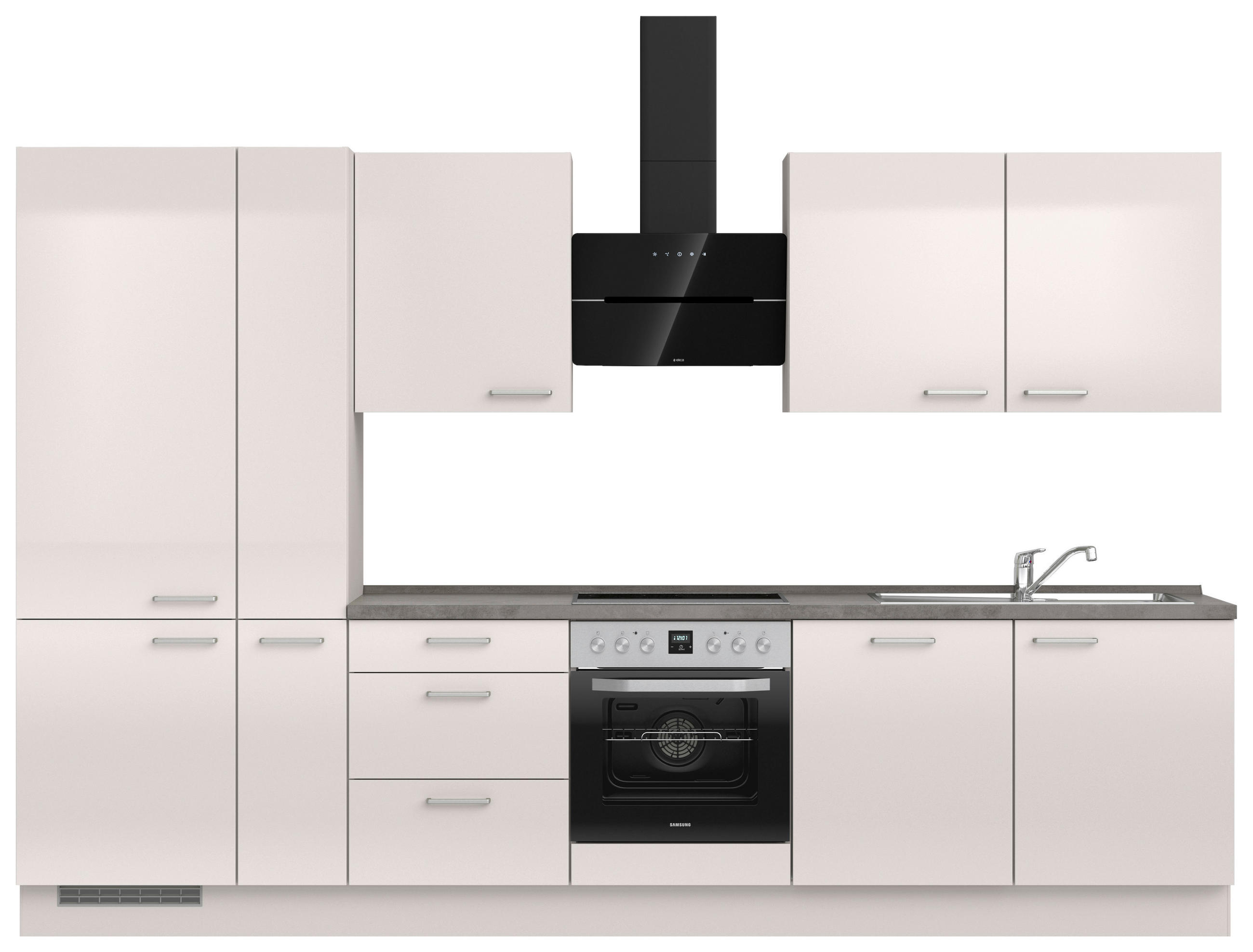 KÜCHENLEERBLOCK 330 cm   in Schieferfarben, Hellgrau  - Schieferfarben/Edelstahlfarben, MODERN, Holzwerkstoff/Metall (330cm) - Nobilia