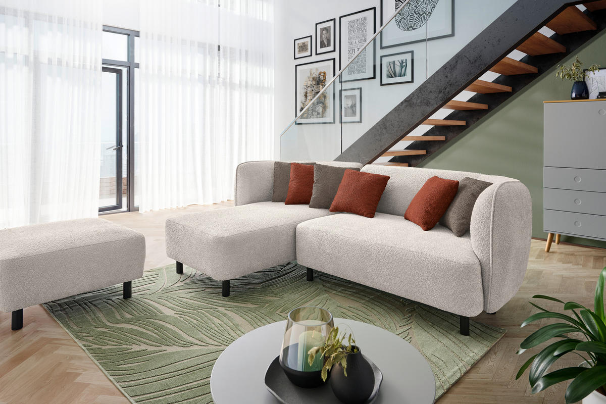 ECKSOFA in Chenille Sandfarben  - Sandfarben/Rostfarben, Design, Holz/Textil (148/236cm) - Lomoco
