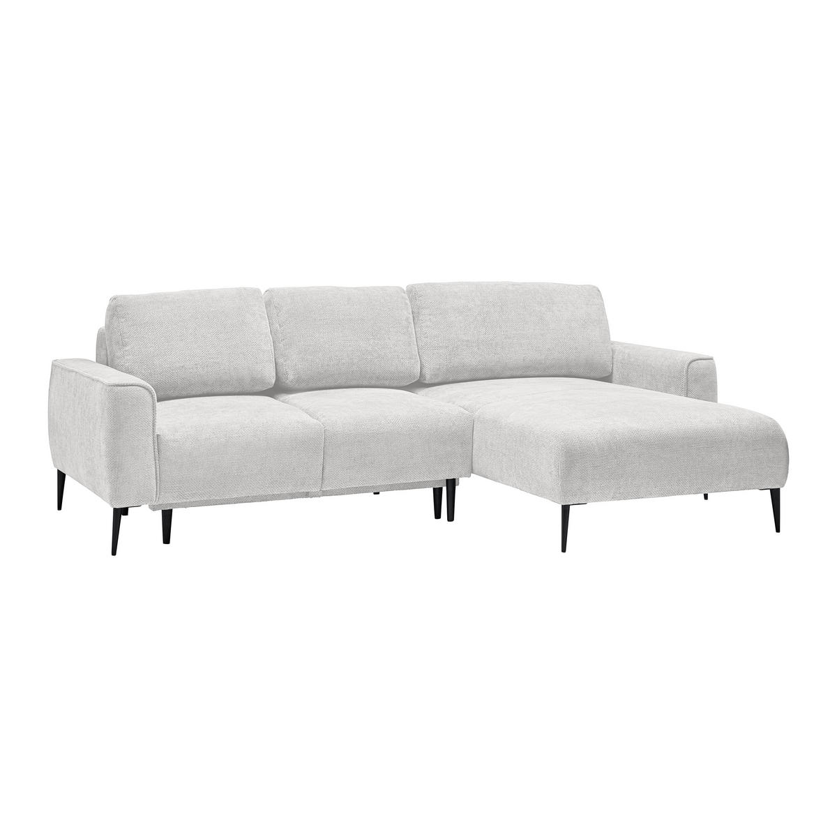 ECKSOFA in Webstoff Creme  - Creme/Schwarz, Modern, Textil/Metall (255/164cm) - MID.YOU
