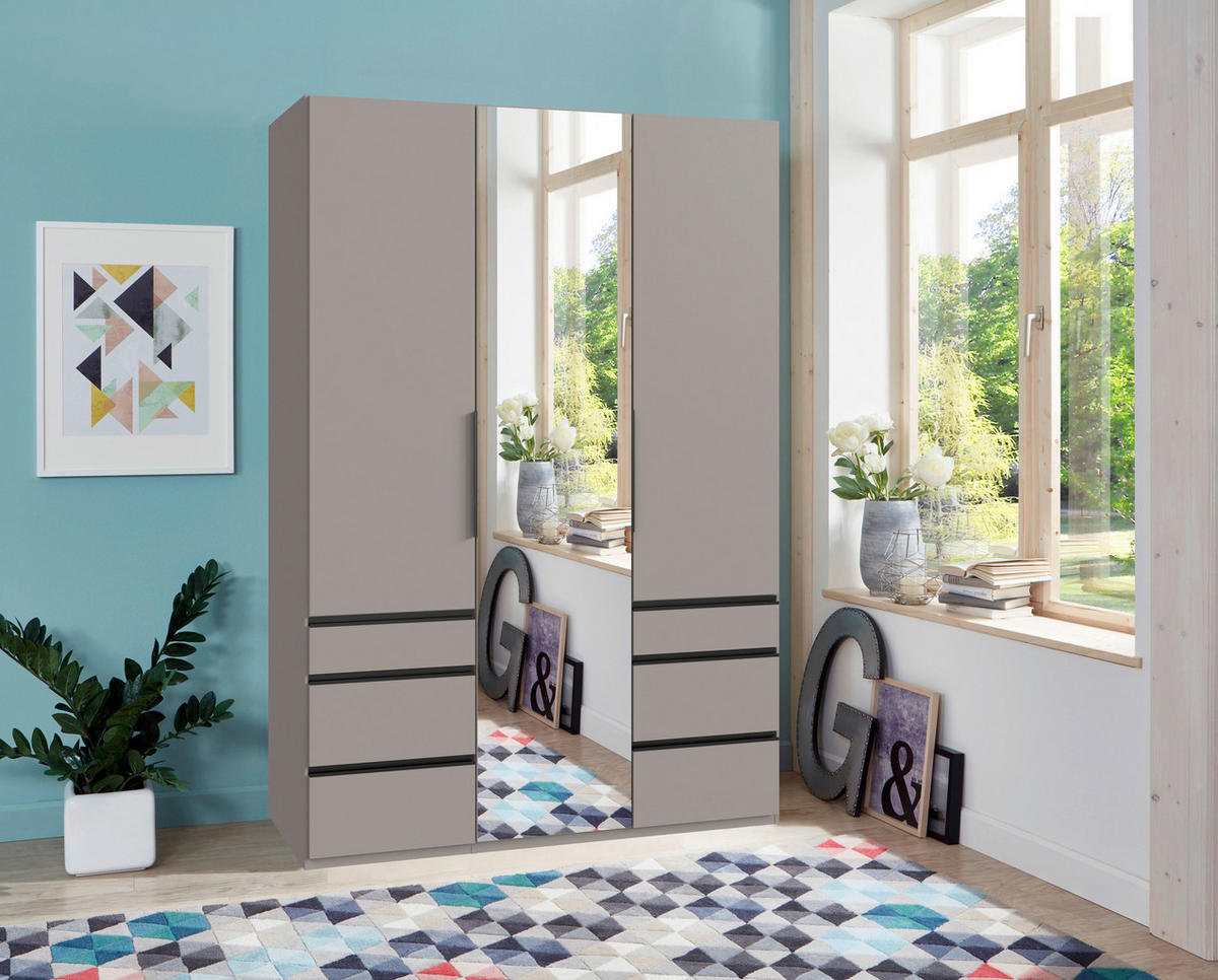 GARDEROB MED GÅNGJÄRN 150/216/58 cm 3-dörrar - sahara/svart, Modern, metall/trämaterial (150/216/58cm) - MID.YOU