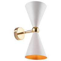 NÁSTĚNNÉ SVÍTIDLO, 18/32/32 cm  - bílá/barvy zlata, Basics, kov (18/32/32cm)