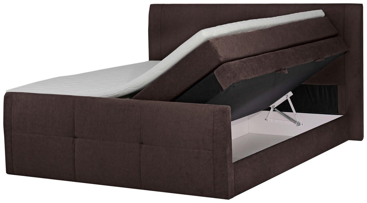 BOXSPRINGBETT 160/200 cm  in Braun  - Schwarz/Braun, KONVENTIONELL, Kunststoff/Textil (160/200cm) - Boxxx