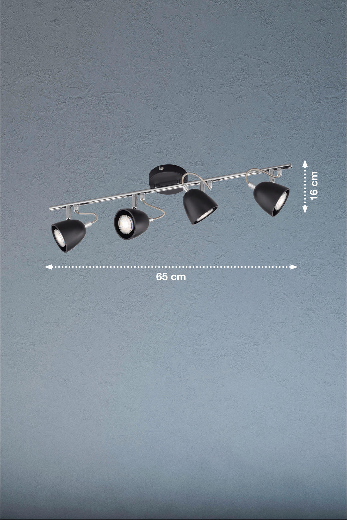 DECKENLEUCHTE Gemma   - Chromfarben/Schwarz, Design, Metall (10/65cm)