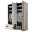 DREHTÜRENSCHRANK 180/225,5/57 cm,  in Weiß, 4-türig  - Schwarz/Weiß, KONVENTIONELL, Glas/Holzwerkstoff (180/225,5/57cm) - Xora