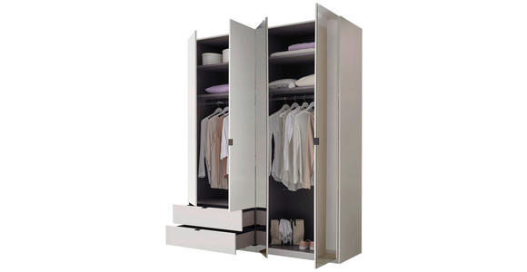 DREHTÜRENSCHRANK 180/225,5/57 cm,  in Weiß, 4-türig  - Schwarz/Weiß, KONVENTIONELL, Glas/Holzwerkstoff (180/225,5/57cm) - Xora
