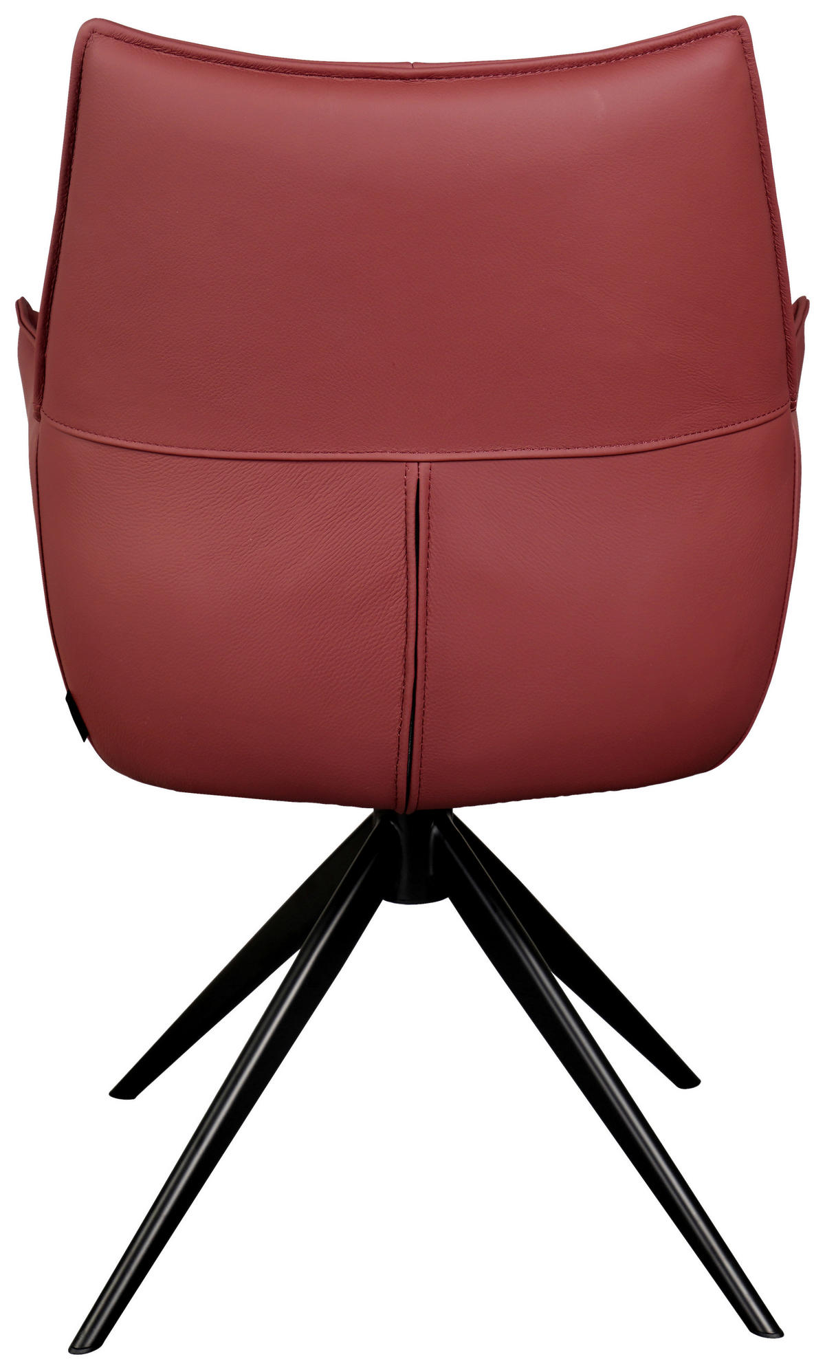 ARMLEHNSTUHL  Lederauswahl, Sitzfläche 360° drehbar  Echtleder  Schwarz, Weinrot  - Weinrot/Schwarz, Design, Leder/Metall (62/91/62cm) - Novel