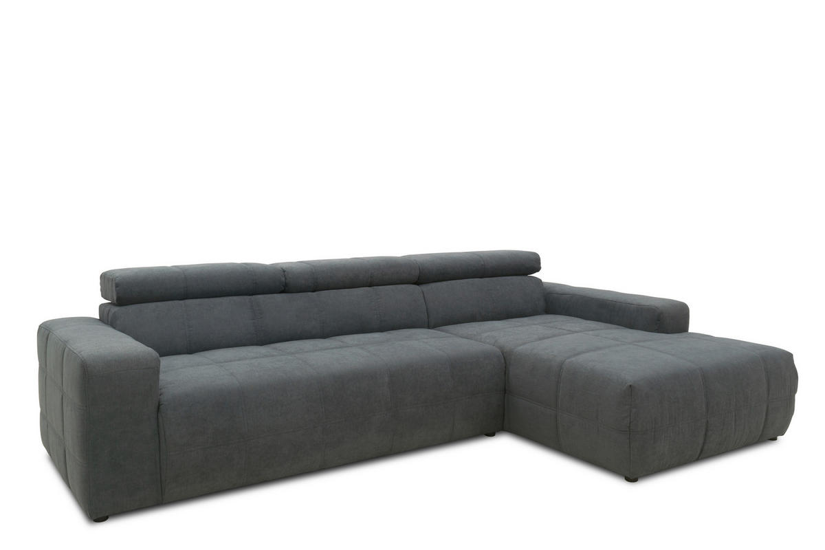 ECKSOFA Dunkelgrau Mikrofaser  - Dunkelgrau/Schwarz, Design, Kunststoff/Textil (285/175cm) - MID.YOU