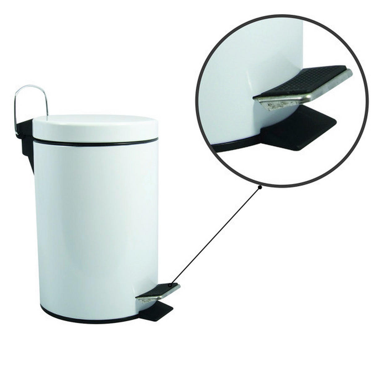 Treteimer Unis 3L Weiß Metall   - Weiss/Schwarz, Basics, Kunststoff/Metall (17/25cm)