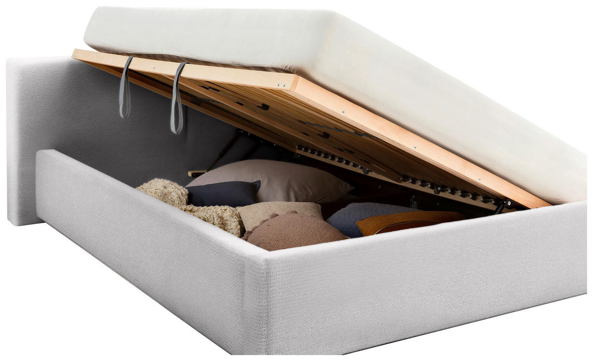 POLSTERBETT 140/200 cm  Hellgrau  - Hellgrau, Basics, Holz/Textil (140/200cm) - Boxxx