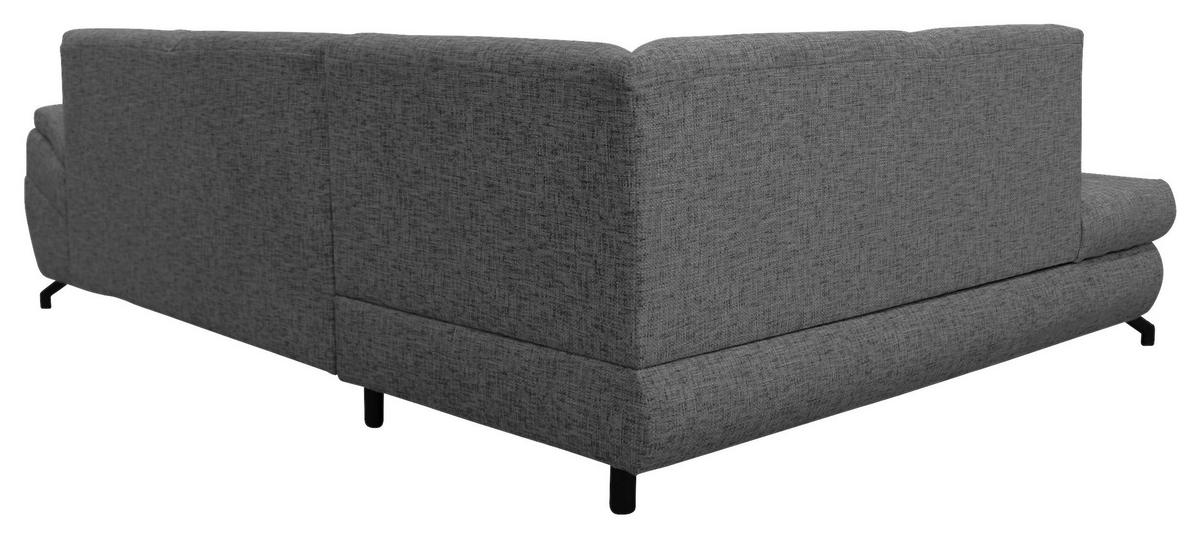ECKSOFA in Struktur, Plüsch Dunkelgrau  - Dunkelgrau/Schwarz, Design, Textil/Metall (201/274cm) - MID.YOU