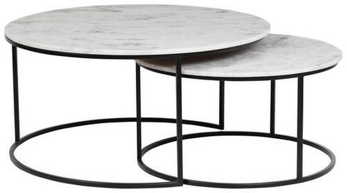 SET KLUB STOLIĆA bijela  kamen  - bijela/crna, Design, kamen/metal (80/80/35cm) - Novel