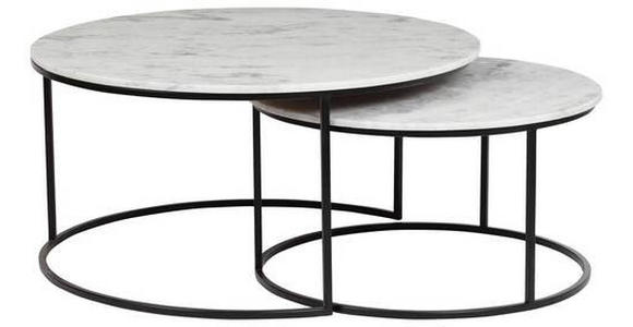 COUCHTISCHSET Marmor 80/80/35 cm rund Weiß - Schwarz/Weiß, Design, Stein/Metall (80/80/35cm) - Novel