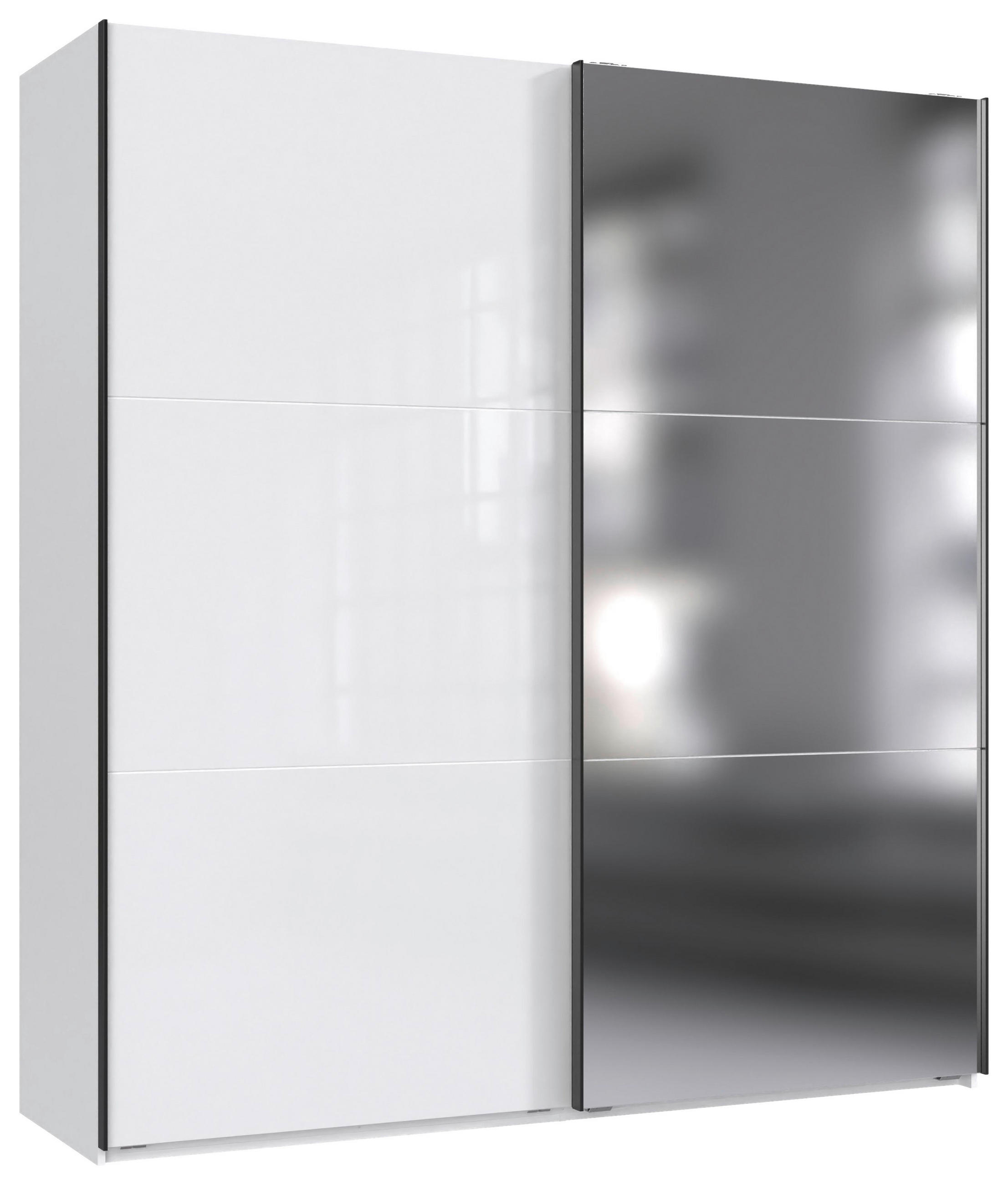 SCHWEBETÜRENSCHRANK 200/216/65 cm 2-türig Weiß  - Schwarz/Weiß, KONVENTIONELL, Glas/Holzwerkstoff (200/216/65cm) - Stylife