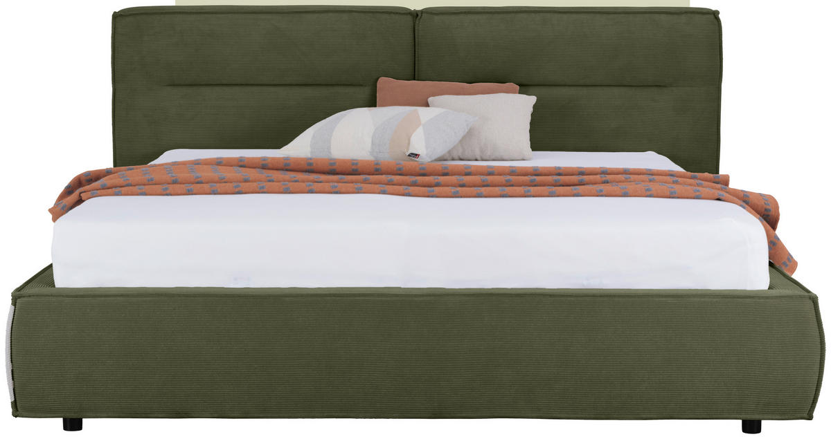 POLSTERBETT 180/200 cm  in Waldgrün  - Waldgrün/Schwarz, Design, Kunststoff/Textil (180/200cm) - Lomoco