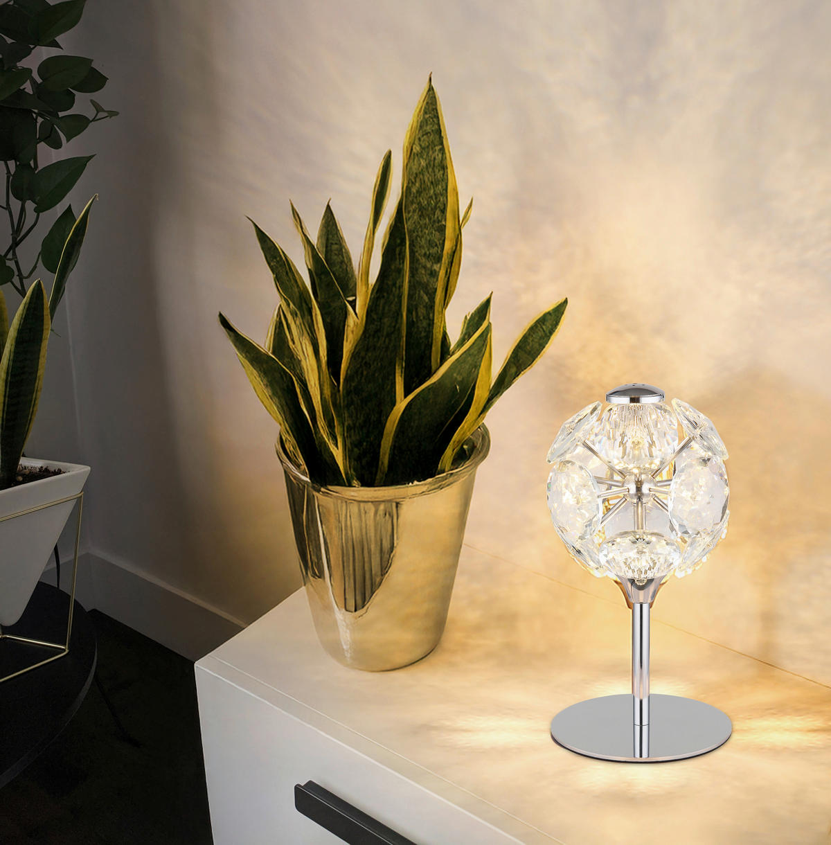 NAMIZNA LED-SVETILKA  VIRINA      15/26,5 cm       - barve kroma/prozorno, Konvencionalno, kovina/steklo (15/26,5cm) - Globo