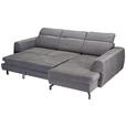 ECKSOFA Dunkelgrau Chenille Zierkissen, Bettkasten, Schlaffunktion, Rücken echt, Kopfteilverstellung, Liegefläche im Originalstoff  - Dunkelgrau/Schwarz, KONVENTIONELL, Textil/Metall (266/185cm) - Carryhome