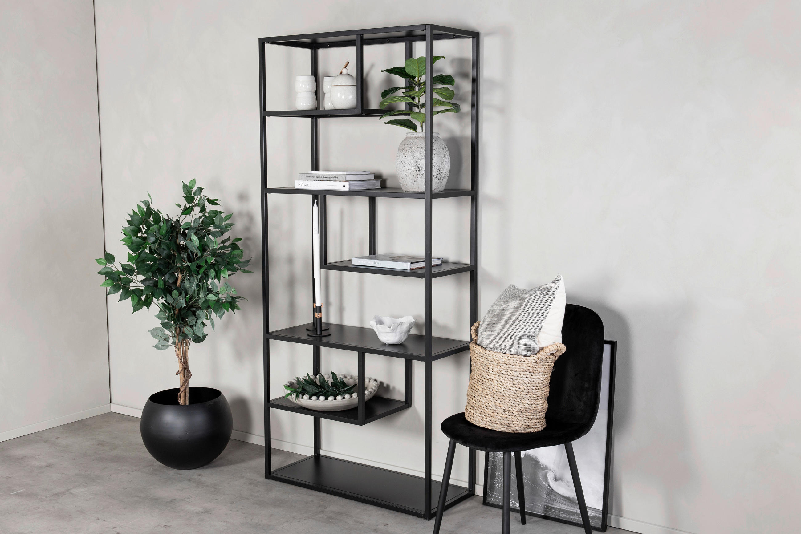 BOKHYLLA i 85/188/35 cm svart  - svart, Design, metall (85/188/35cm) - Livetastic