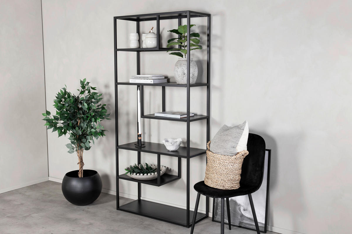 BÜCHERWAND  85/188/35 cm Schwarz  - Schwarz, Design, Metall (85/188/35cm) - Livetastic